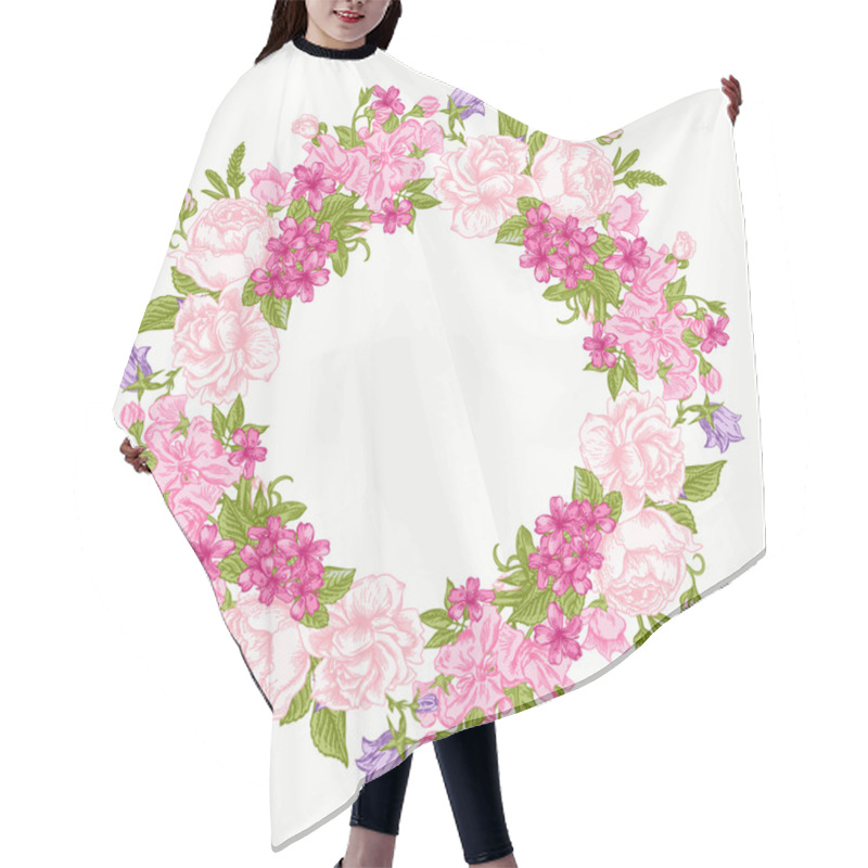 Personality  Floral Round Frame. Hair Cutting Cape