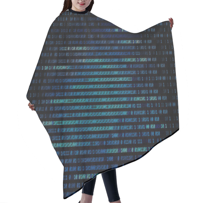 Personality  01 Or Binary Code Number On The Computer In Digital Data Technology Concept On Black Background. Hacker Screen Display. 3d Illustration Hair Cutting Cape