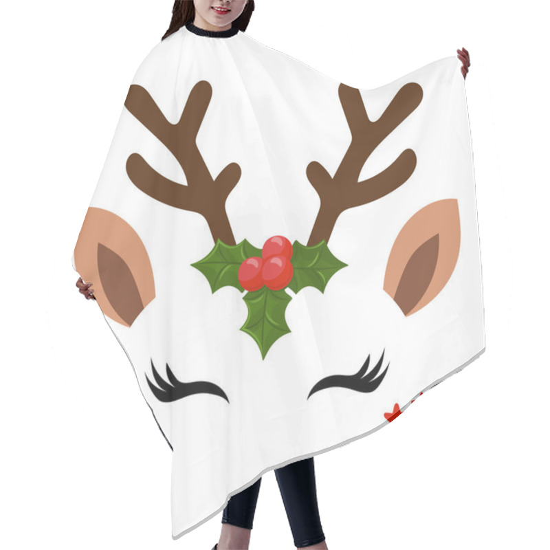 Personality  Deer Head, Reindeer Face With Beautiful Lashes. Vector Illustration For Card And Shirt Design For Autumn Holidays. Scandinavian Design, Good For Clothes, Baby Shower, Nursery Decoration. Hair Cutting Cape