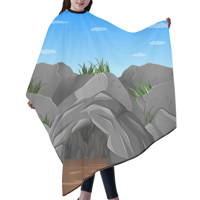 Personality  Background Scene With Cave And Blue Sky Hair Cutting Cape