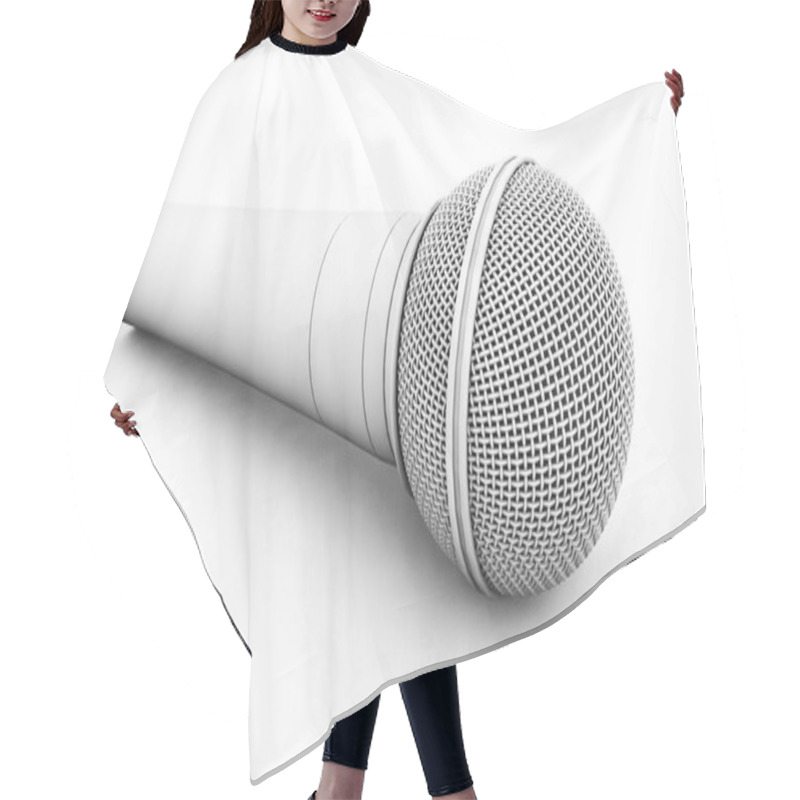 Personality  Blank Microphone Set. 3d Render Illustration Isolated On The Whi Hair Cutting Cape