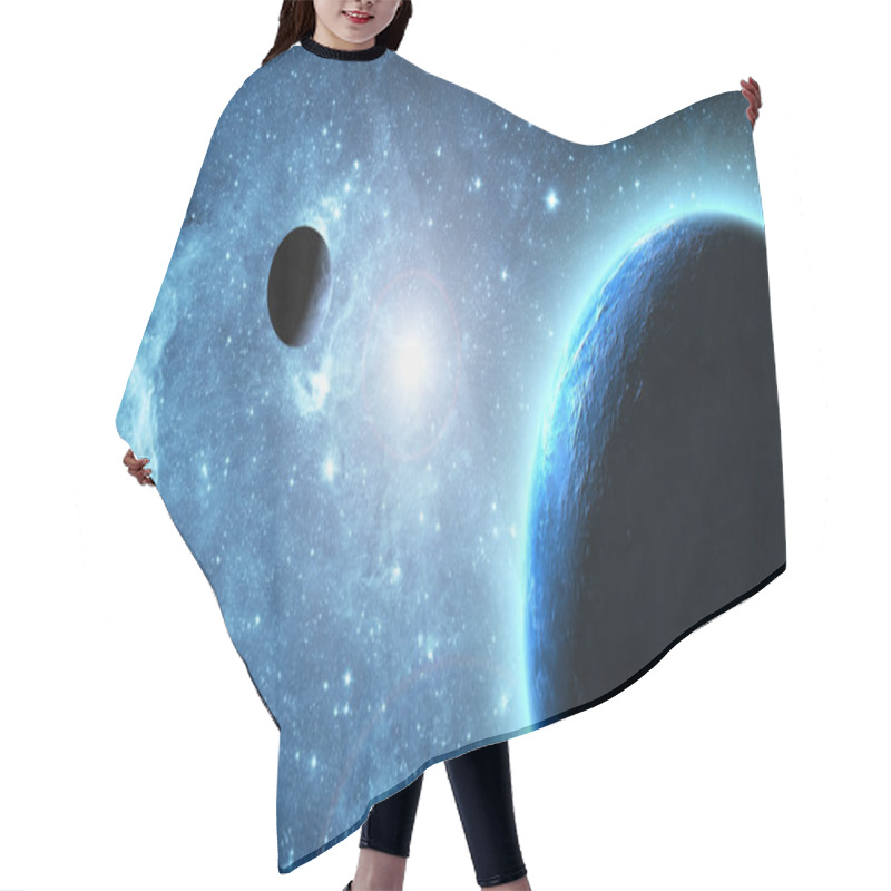 Personality  Earth And Moon In Space Hair Cutting Cape