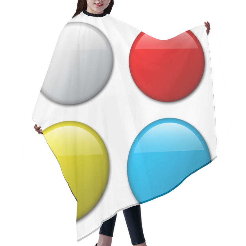 Personality  Vector Blank Badge Template Illustration Hair Cutting Cape