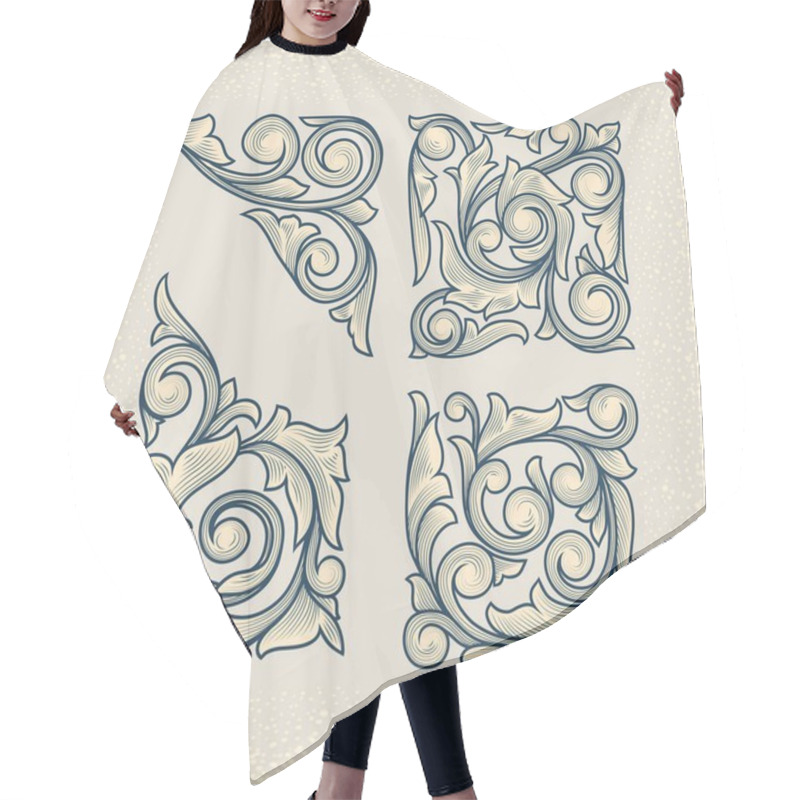 Personality  Floral Elements On Beige Background Hair Cutting Cape