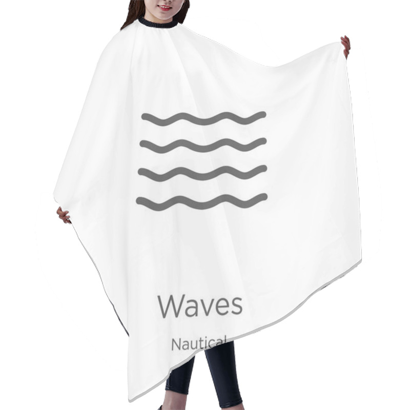 Personality  Waves Icon Vector From Nautical Collection. Thin Line Waves Outline Icon Vector Illustration. Outline, Thin Line Waves Icon For Website Design And Mobile, App Development. Hair Cutting Cape