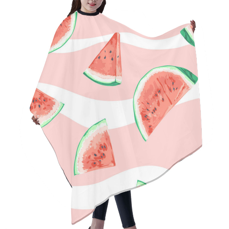 Personality  Watermelon Seamless Pattern Illustration Hair Cutting Cape