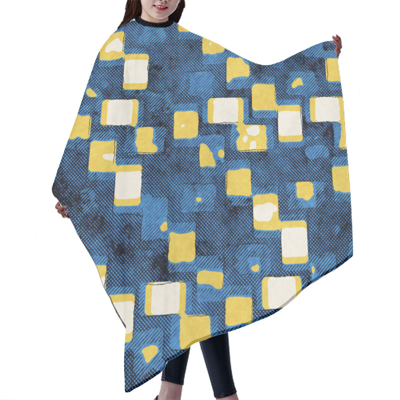 Personality  Seamless Abstract Vibrant Blue And Yellow Pattern For Print Hair Cutting Cape