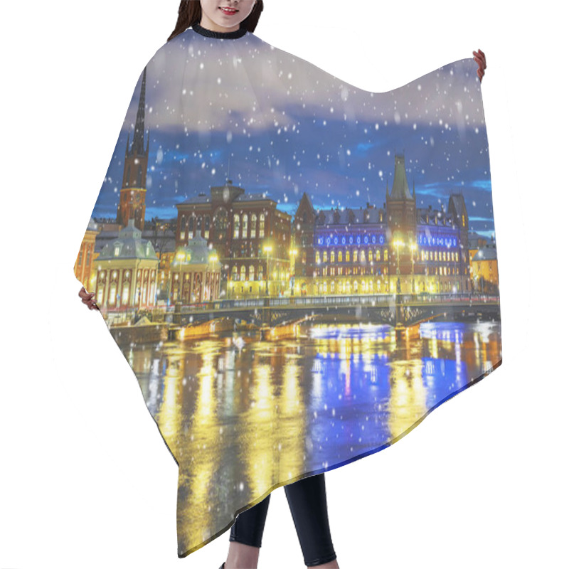 Personality  Night Winter Stockholm. Sweden Hair Cutting Cape