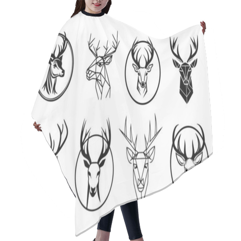 Personality  Deer Head Logo Sketch Hand Drawn In Doodle Style Illustration Hair Cutting Cape