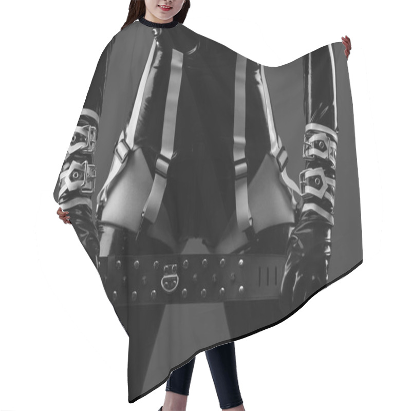 Personality  Dominant Woman Holding A Collar Hair Cutting Cape