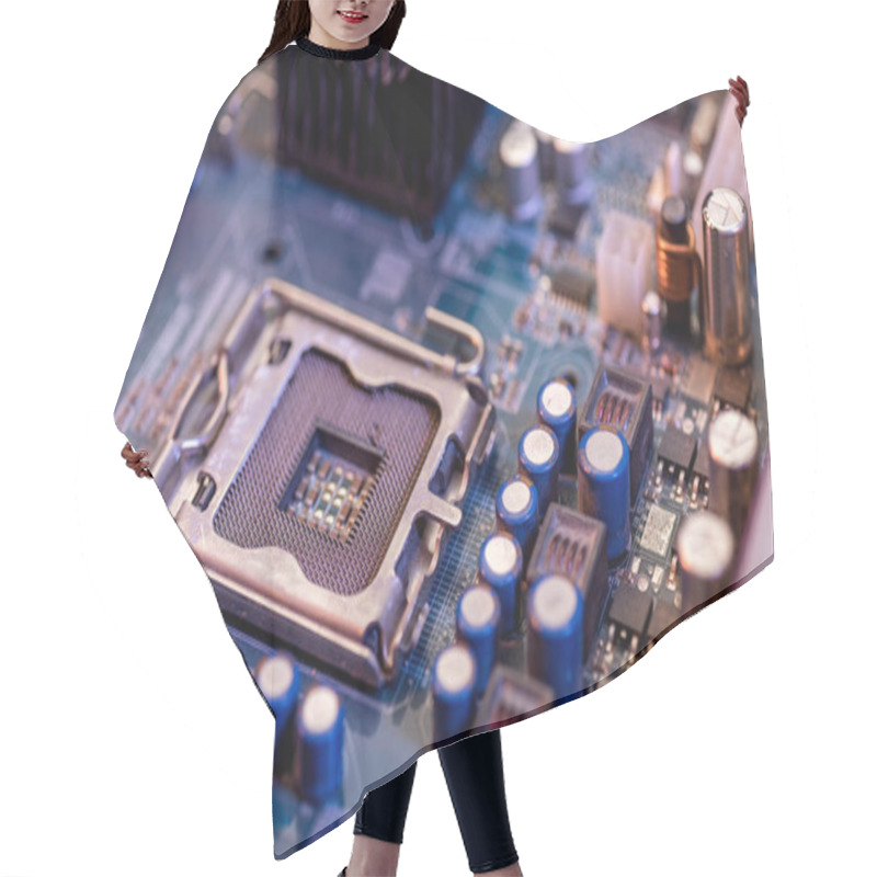 Personality  Close Up View Of Electronic Computer Motherboard Hair Cutting Cape