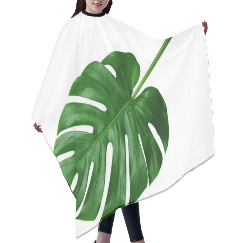 Personality  Tropical Green Leaves On White Background Hair Cutting Cape