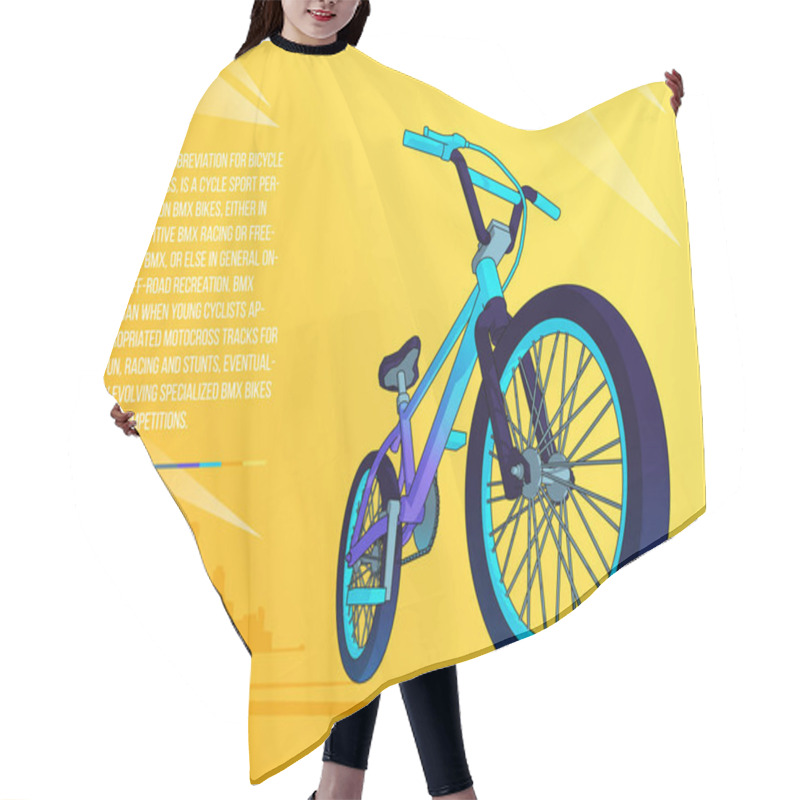 Personality  Freestyle Bike Bmx On City Background. Two-wheeled Arbon Bicycle. Line Vector Illustration With Trend Gradients Hair Cutting Cape