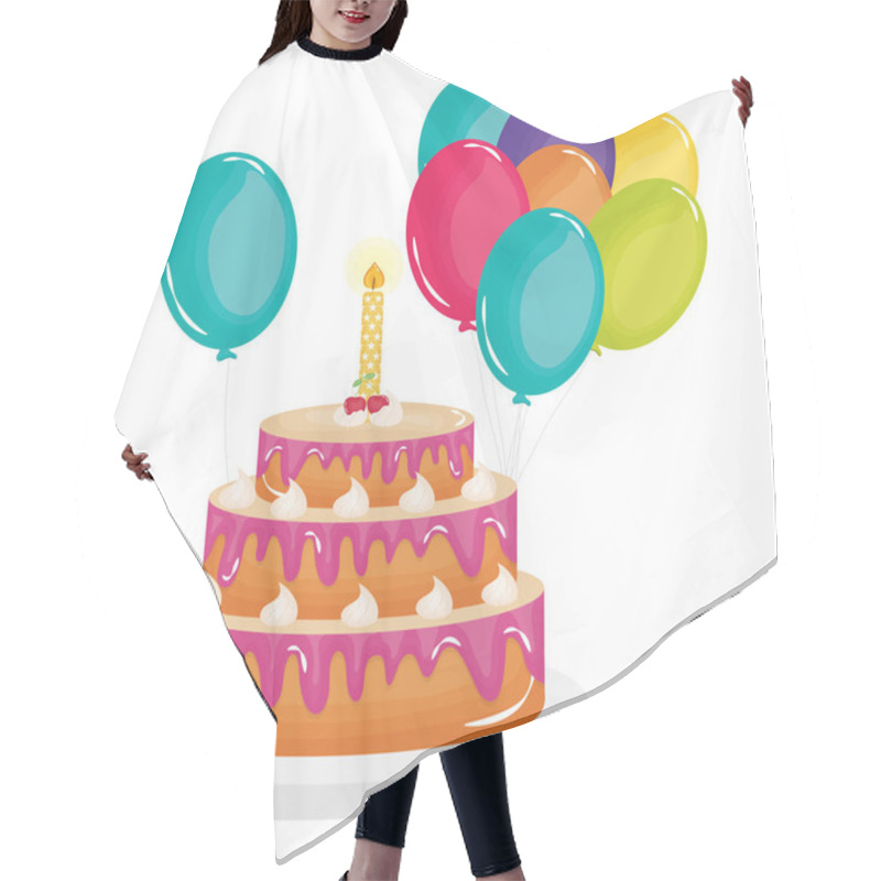 Personality  Delicious Sweet Cake With Cherries And Candles ,balloon Helium Hair Cutting Cape