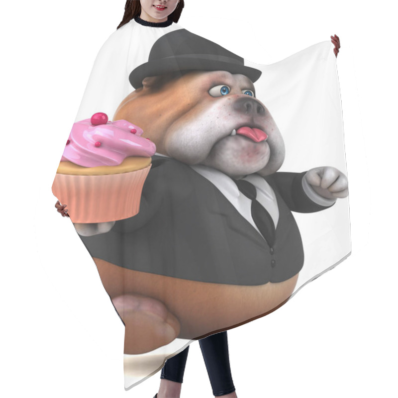 Personality  Fun Cartoon Character With Cupcake  - 3D Illustration Hair Cutting Cape