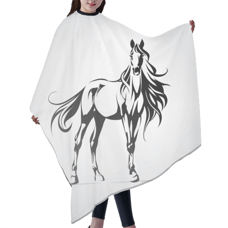 Personality  Vector Silhouette Of Horse Logo Hair Cutting Cape