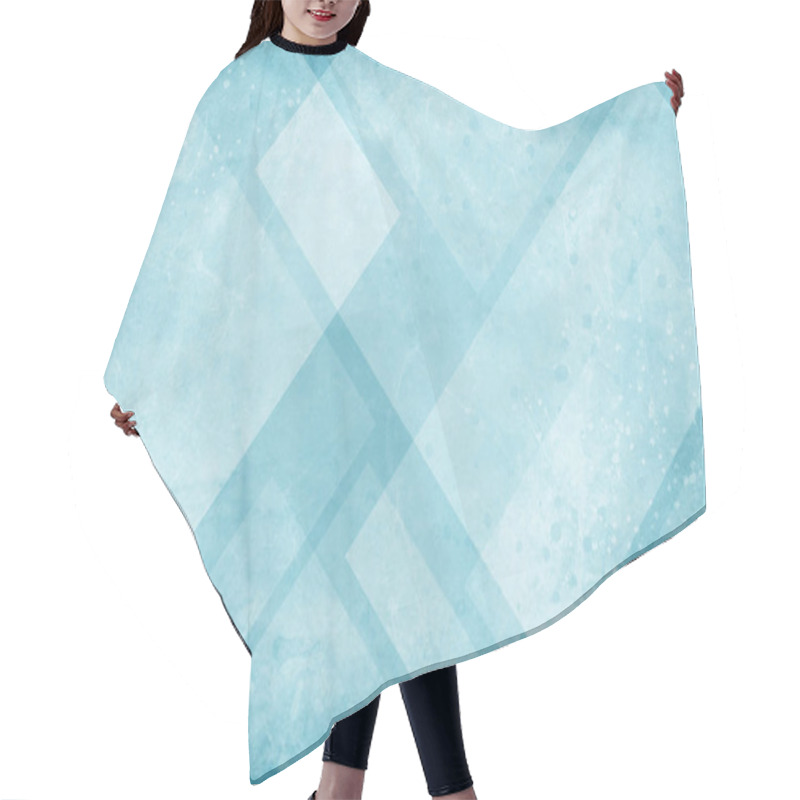 Personality  Blue And White Background With Textured Geometric Triangle And Diamond Pattern With Faint Paint Splashes Spatter And Drips And Grunge Hair Cutting Cape