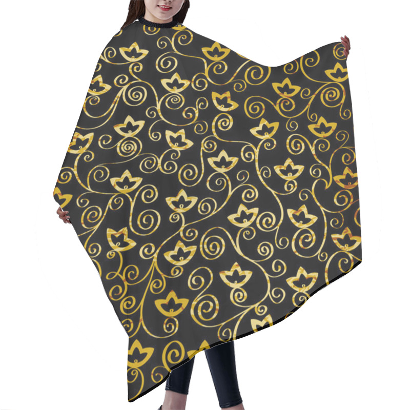 Personality  Golden Pattern With Leaves And Flowers Hair Cutting Cape