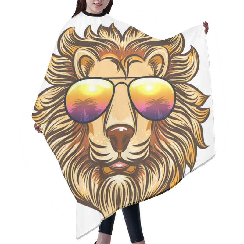 Personality  Lion In Rainbow Glasses Hair Cutting Cape