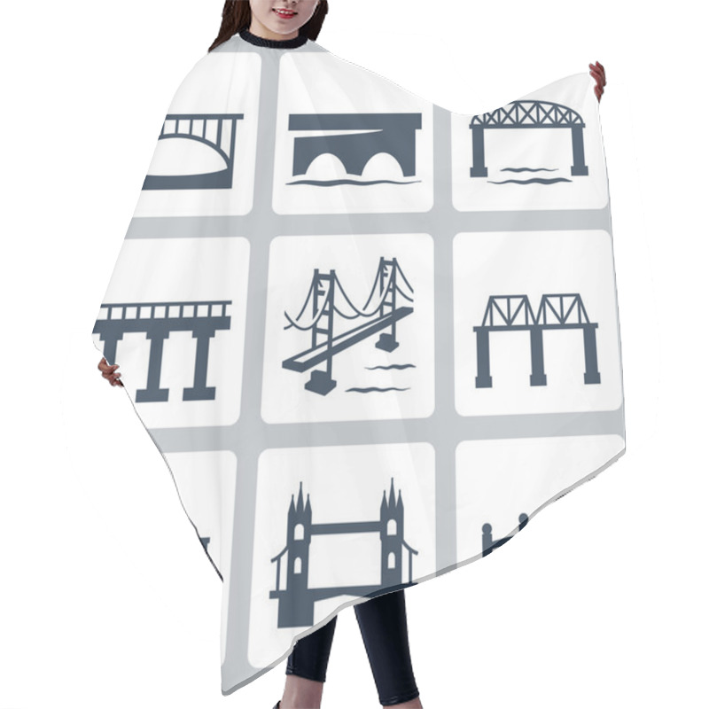 Personality  Vector Isolated Bridges Icons Set Hair Cutting Cape