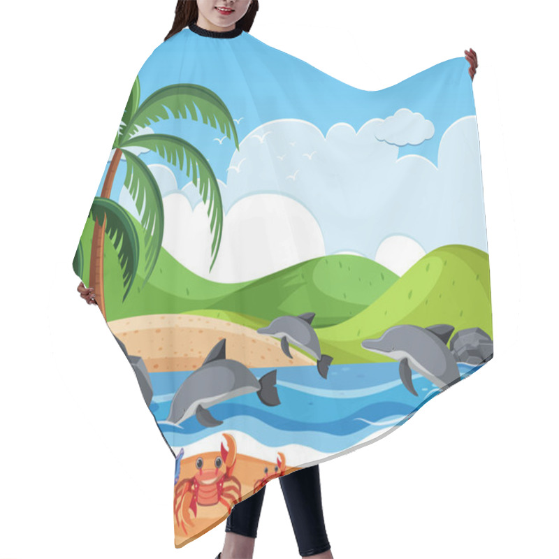 Personality  Sea Creature At The Beach Hair Cutting Cape