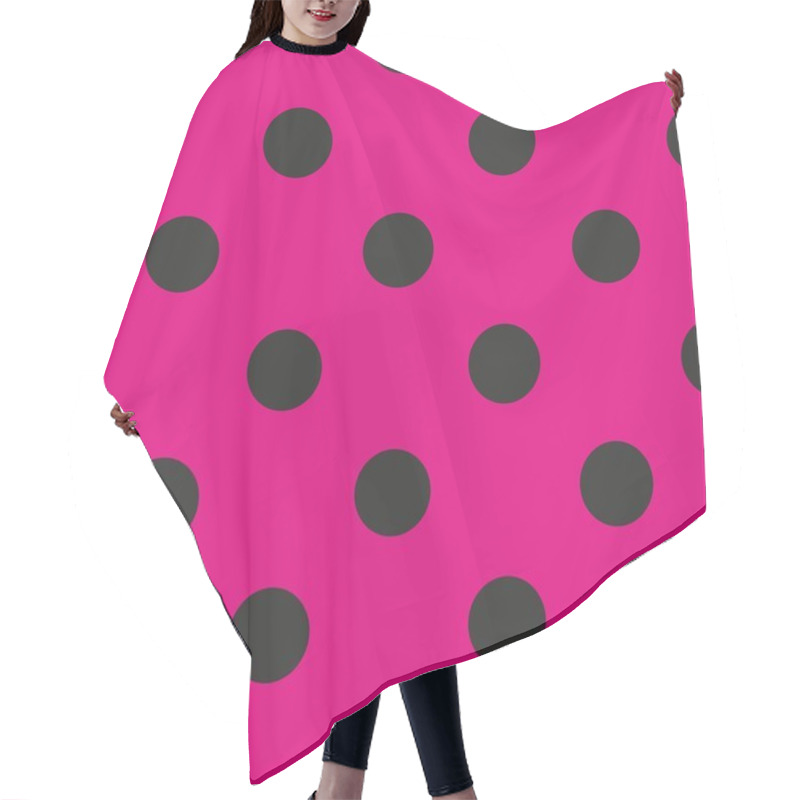 Personality  Seamless Vector Pattern Or Texture With Black Polka Dots On Neon Pink Background Hair Cutting Cape