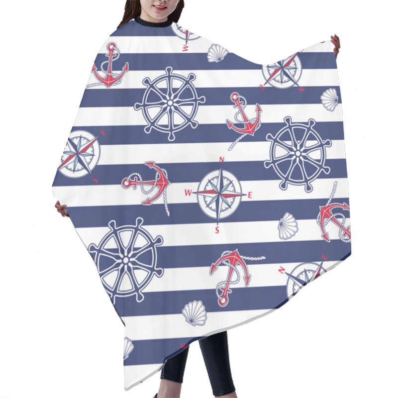 Personality  Seamless Marine Pattern Hair Cutting Cape