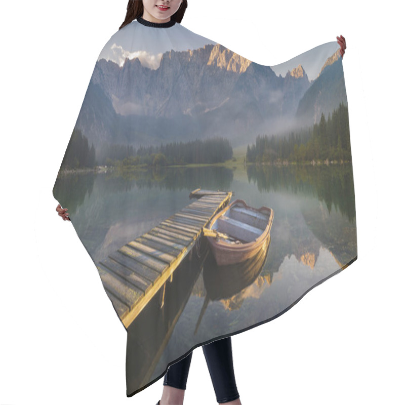 Personality  Wooden Bridge Over A Mountain Lake Hair Cutting Cape