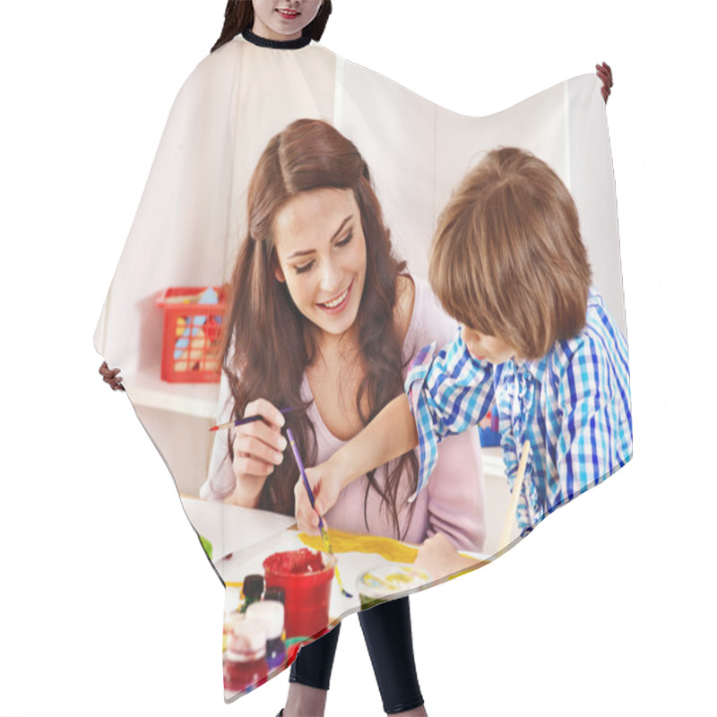 Personality  Family With Child Painting . Hair Cutting Cape