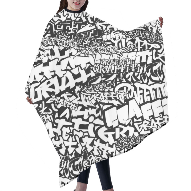 Personality  Black And White Seamless Graffiti Background Hair Cutting Cape