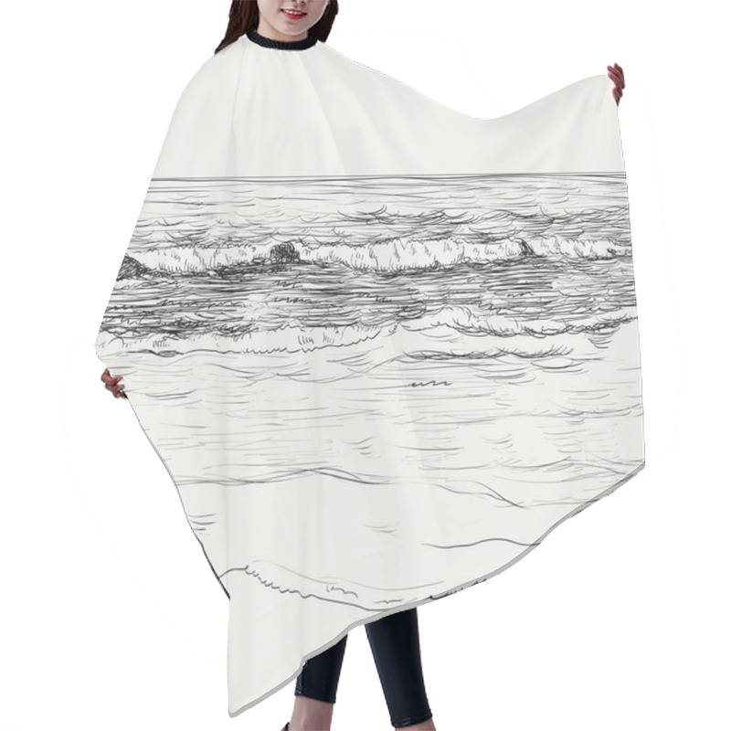 Personality  Summer Seascape Sketch Hair Cutting Cape