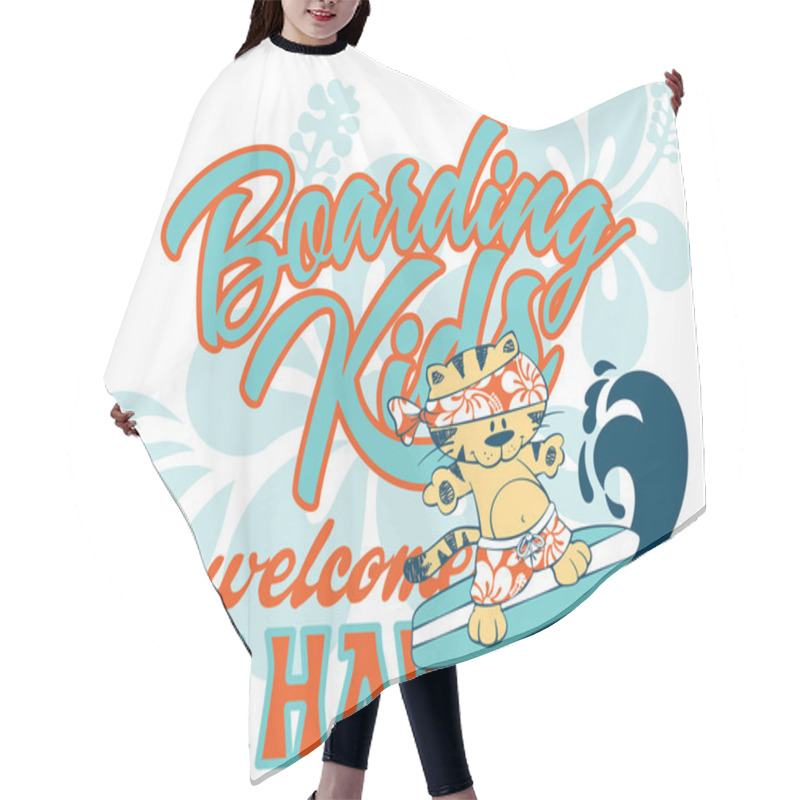 Personality  Cute Kitten Surfing Hawaii Hair Cutting Cape