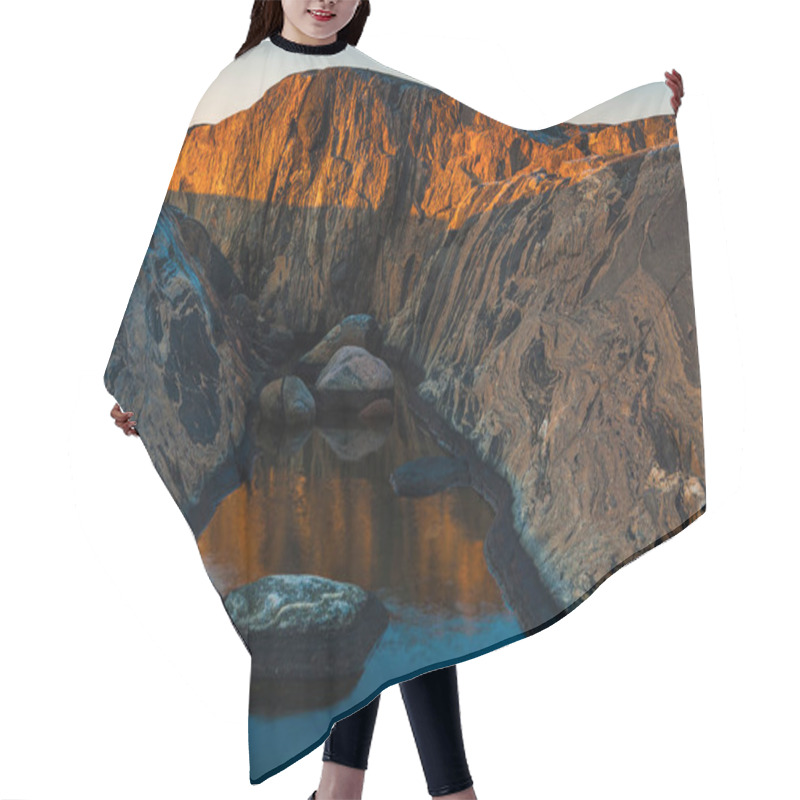 Personality  Golden Light Casts A Warm Glow On The Rocky Formations Along The Swedish Coast As The Day Transitions To Night. Calm Waters Reflect The Vibrant Colors Of Sunset, Creating A Serene Atmosphere. Hair Cutting Cape