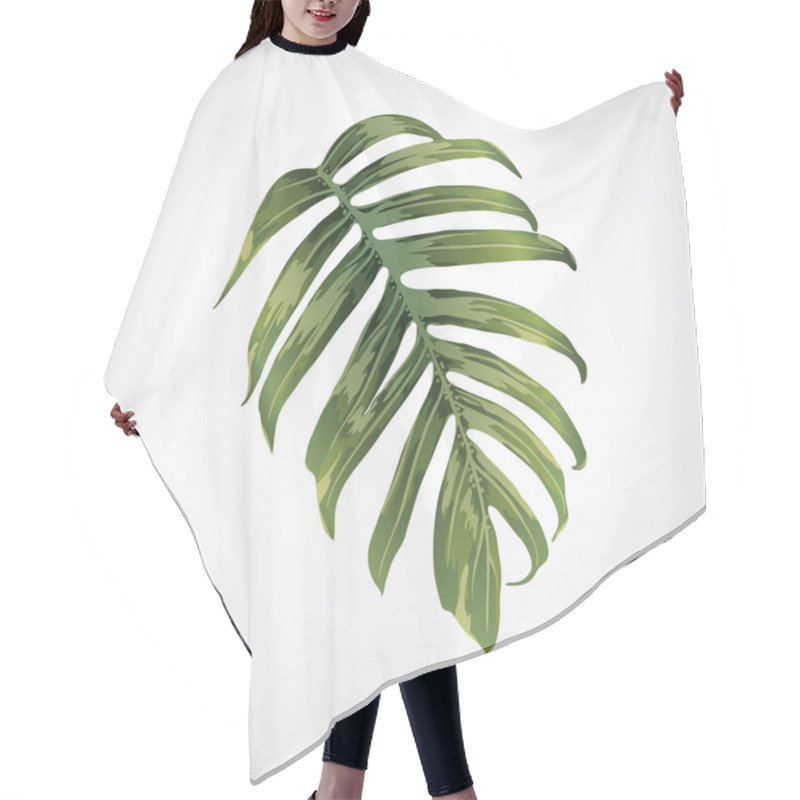 Personality  Vector Green Palm Leaf.  Hair Cutting Cape