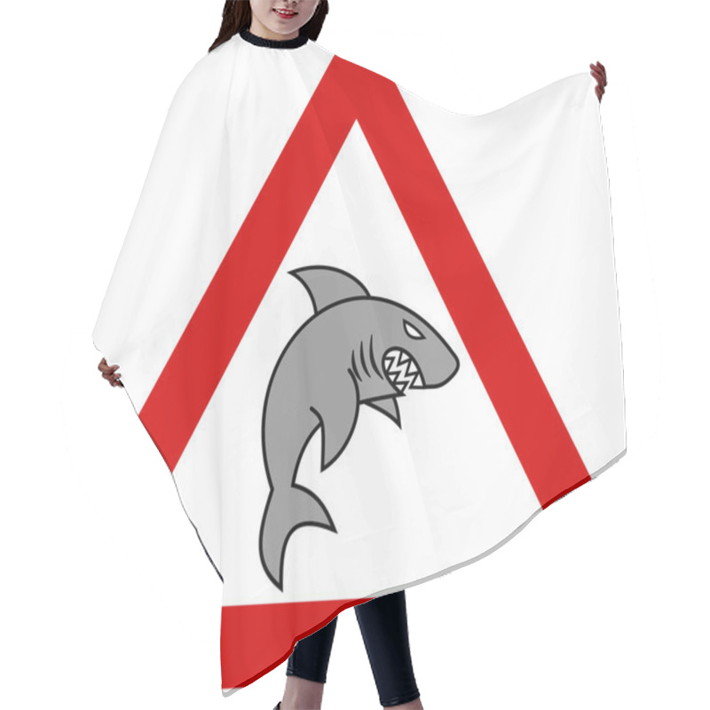 Personality  A Grey Shark With Warning Sign Hair Cutting Cape