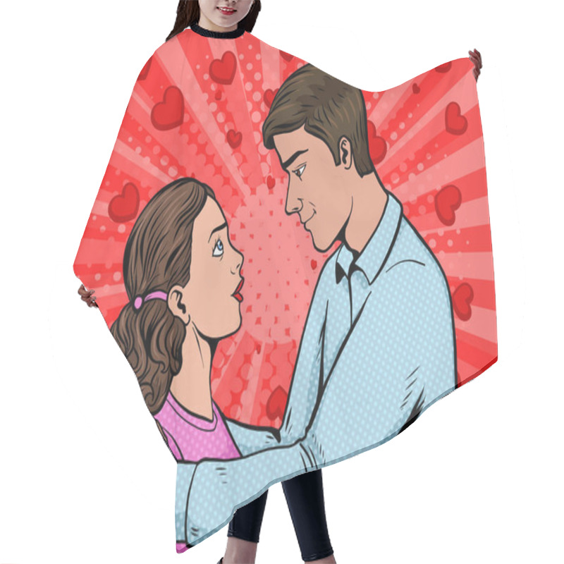 Personality  Couple In Love Pop Art Style Vector Illustration Hair Cutting Cape