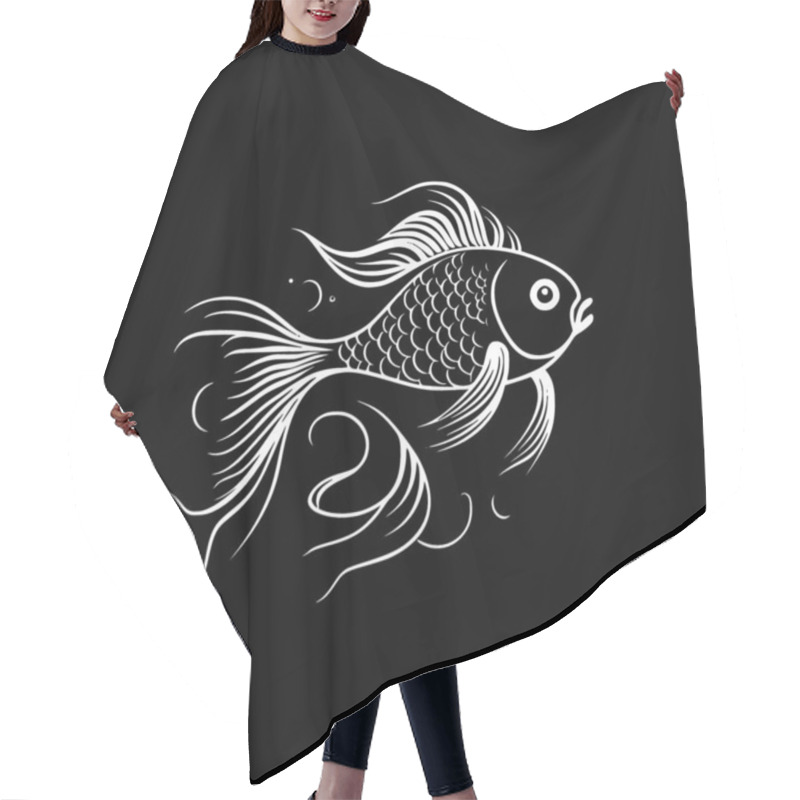 Personality  Goldfish - Black And White Vector Illustration Hair Cutting Cape