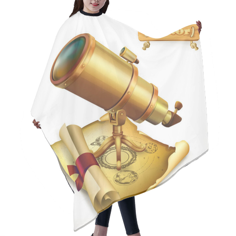 Personality  Golden Horoscope And Telescope Hair Cutting Cape