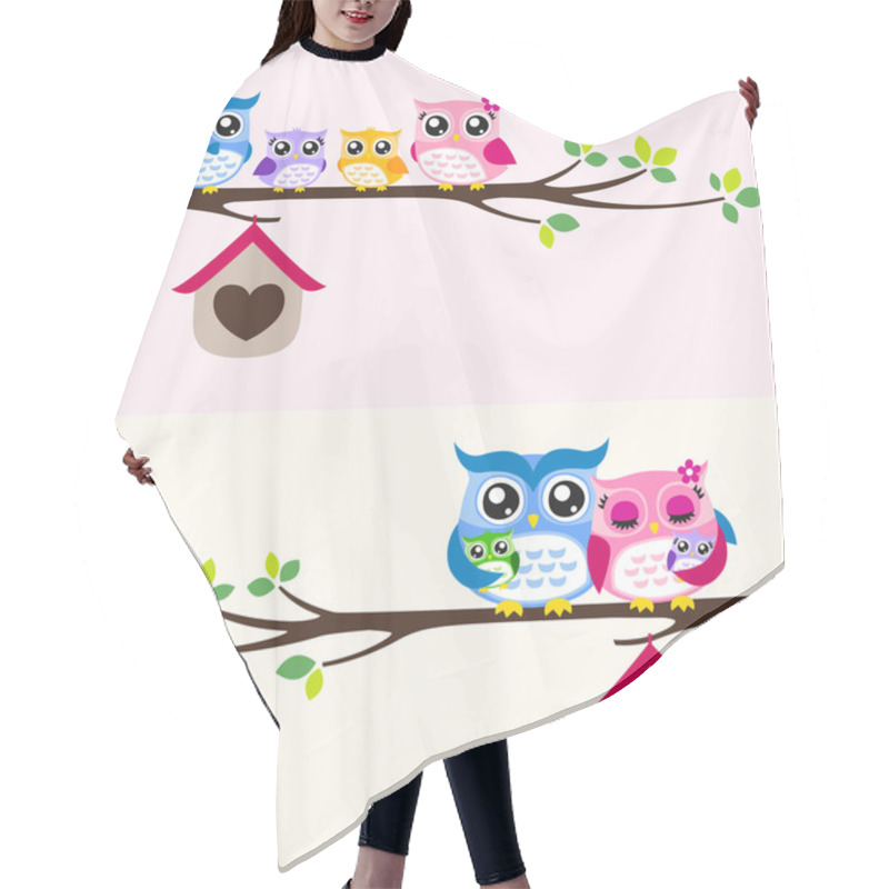 Personality  Happy Owl Family Hair Cutting Cape