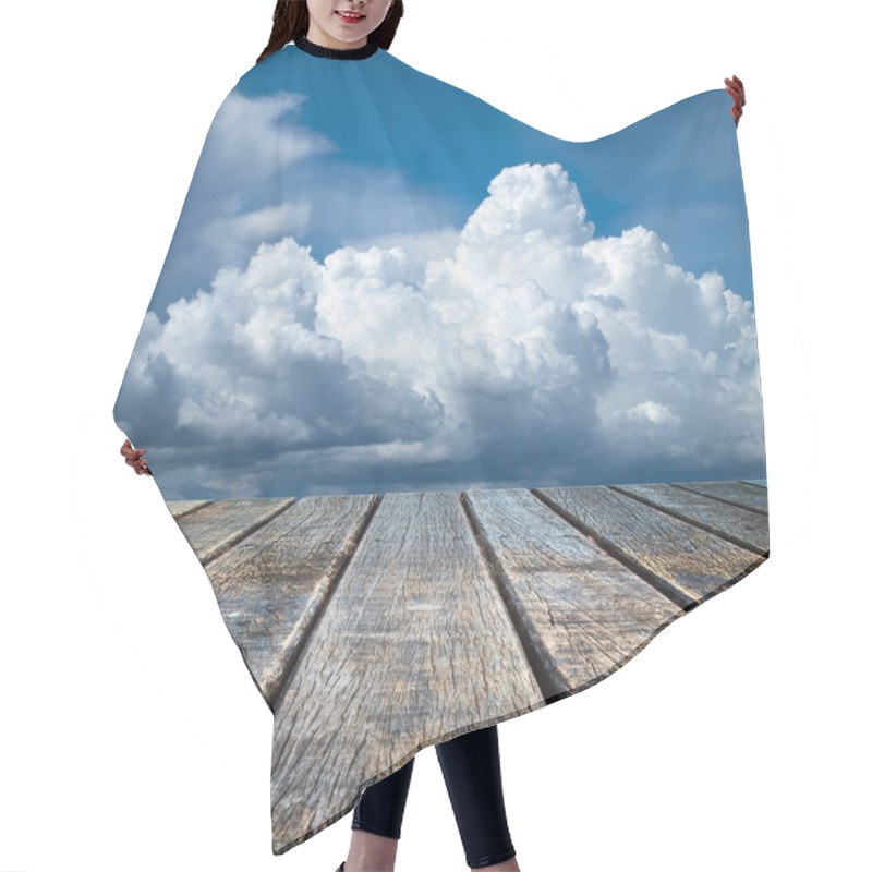 Personality  Perspective Old Wood Floor And Cloudy Sky Hair Cutting Cape