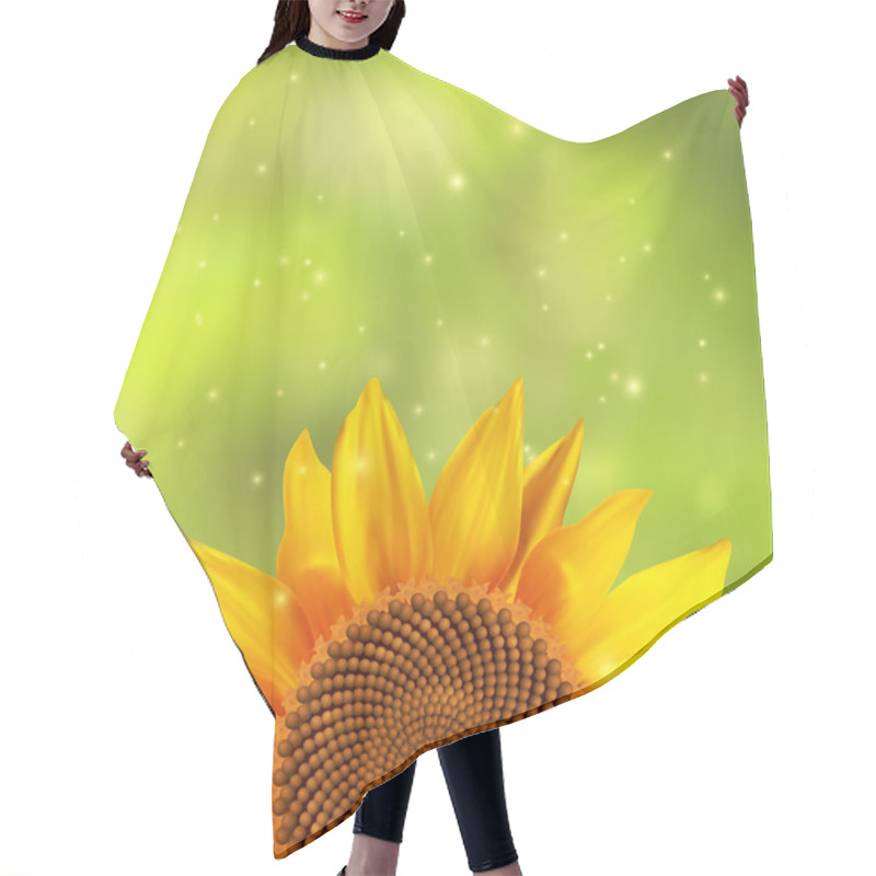 Personality  Single Sunflower With A Blurred Green Background Hair Cutting Cape