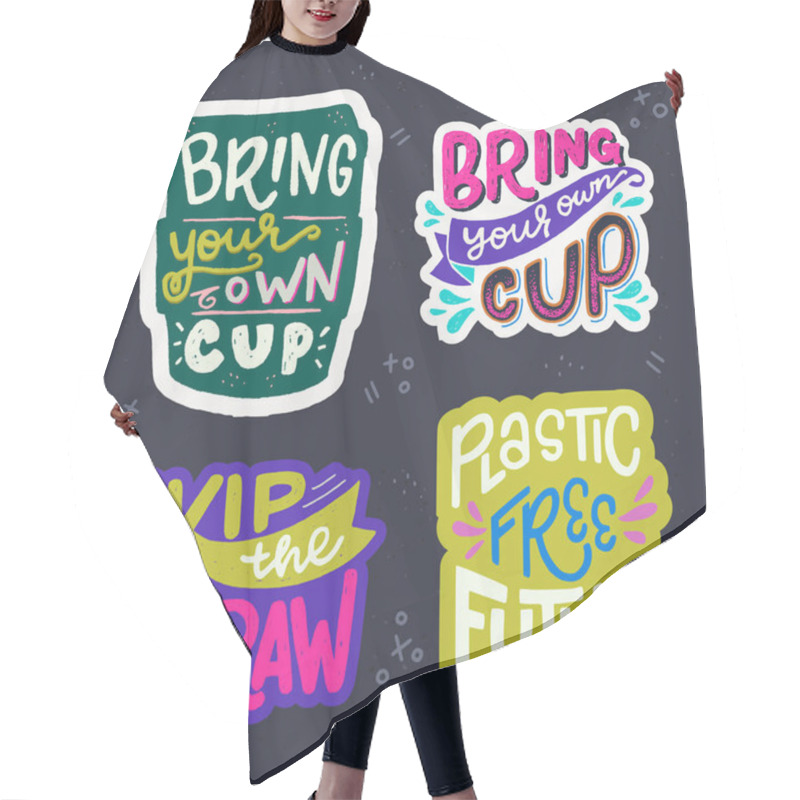 Personality  Set Of Sustainable Living Phrases Hair Cutting Cape