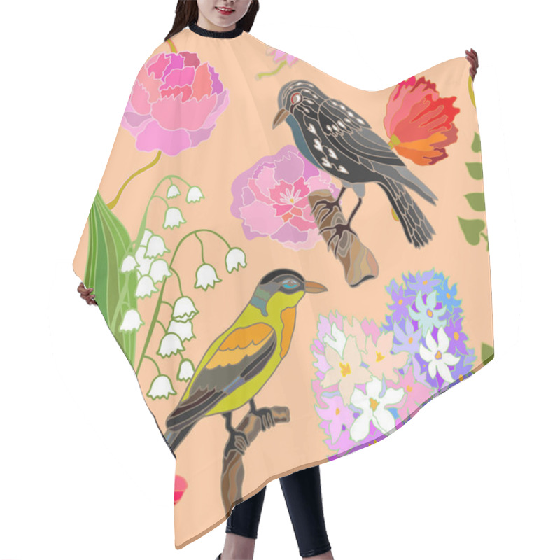 Personality  Japanese Garden. Seamless Oriental Pattern With Victorian Motifs.  Hair Cutting Cape