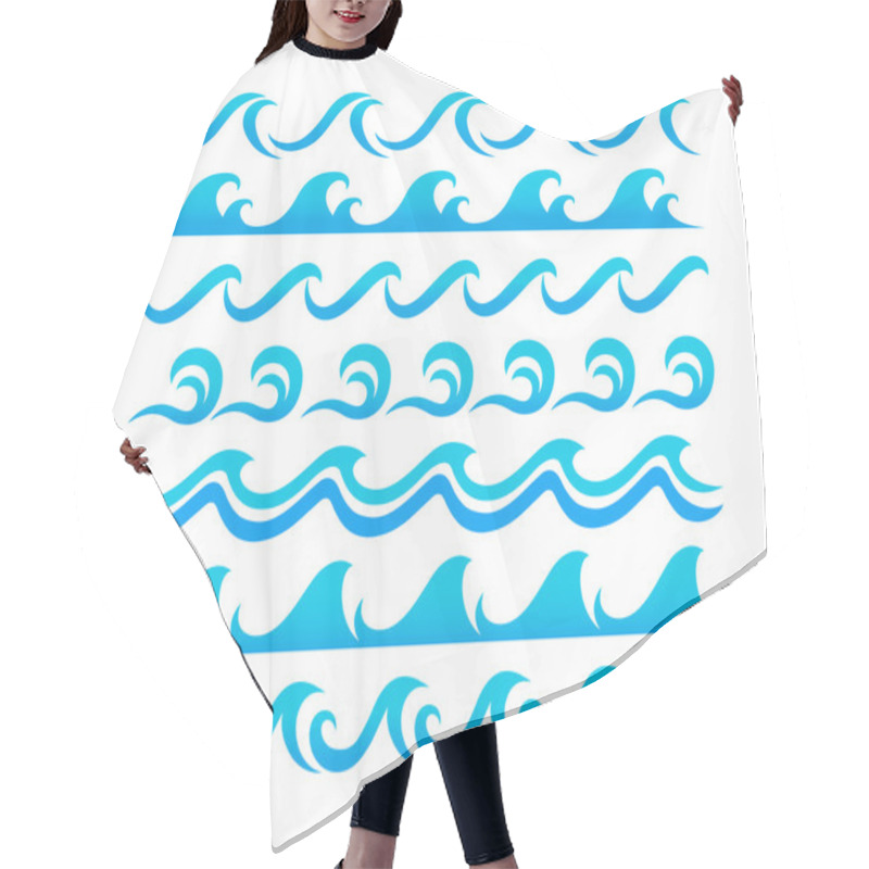 Personality  Water Waves Design Elements Vector Set Hair Cutting Cape