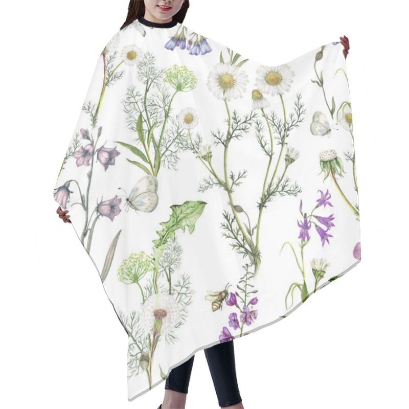 Personality  Repeat Pattern Of Hand Drawn Garden Wildflowers Hair Cutting Cape