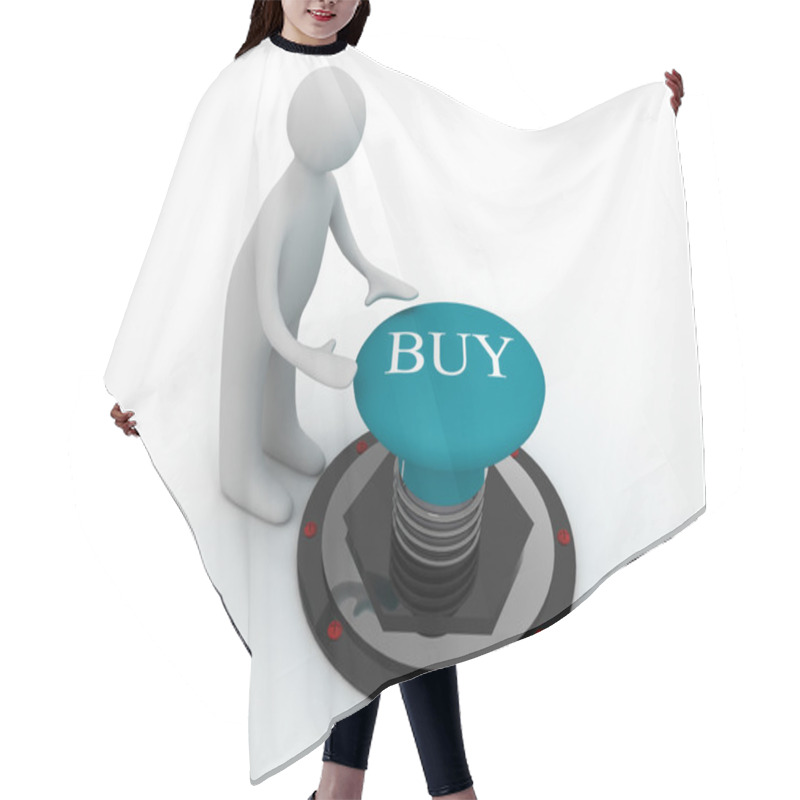 Personality  3d Man Pushing Button Buy Hair Cutting Cape