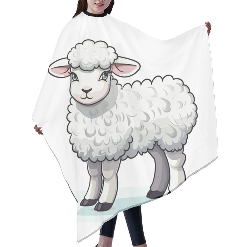 Personality  Ewe. Ewe Hand-drawn Illustration. Vector Doodle Style Cartoon Illustration Hair Cutting Cape