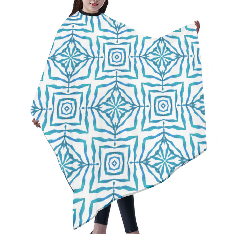 Personality  Repeating Striped Hand Drawn Border. Blue  Hair Cutting Cape