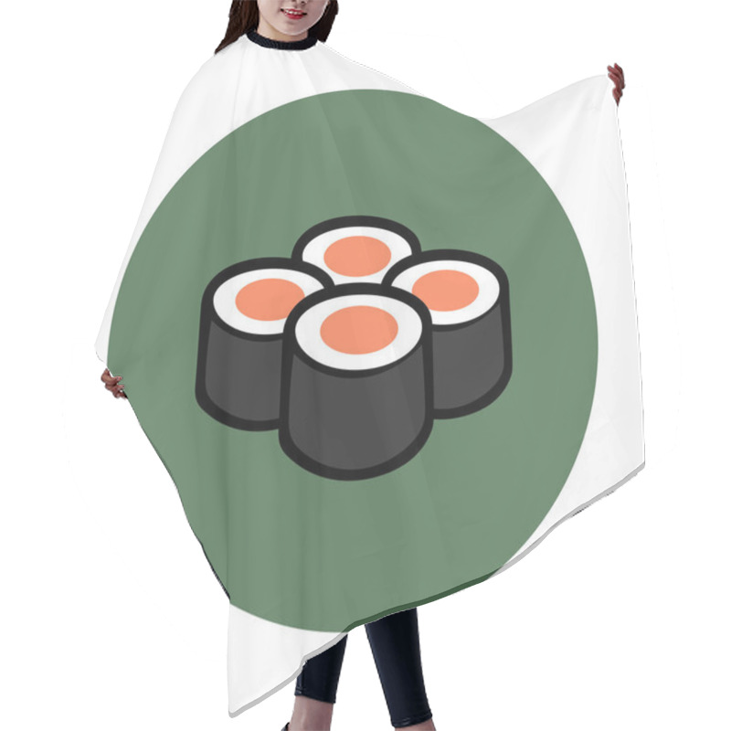 Personality  Illustration Of Sushi Rolls With Salmon On Green Hair Cutting Cape