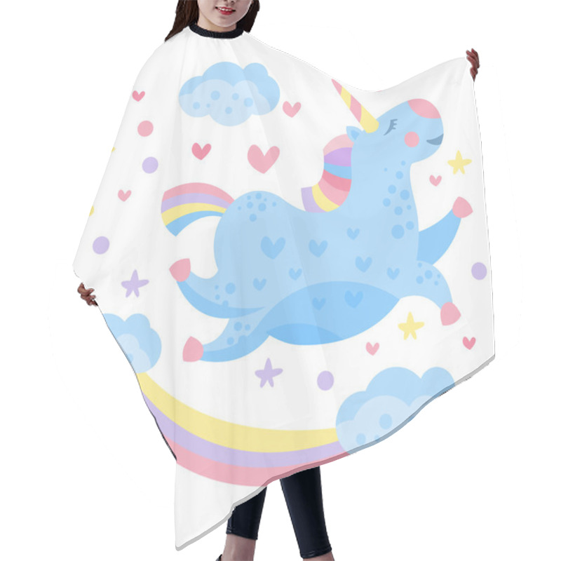 Personality  Cute Rainbow Unicorn In The Clouds. Hair Cutting Cape